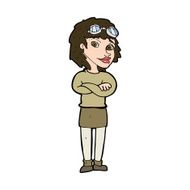 cartoon woman with crossed arms and safety goggles N10