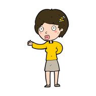 cartoon waving woman N152