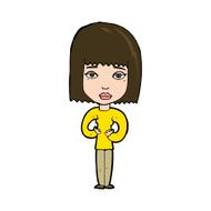 cartoon woman indicating self N10