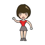 cartoon waving woman N153