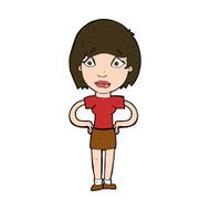 cartoon worried woman N86