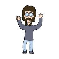 cartoon hippie man waving arms N9