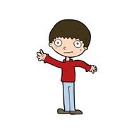 cartoon happy waving boy N21