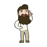 cartoon happy bearded man with idea N11