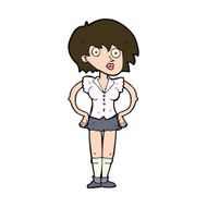 cartoon surprised woman with hands on hips N11