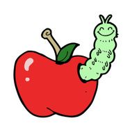cartoon bug eating apple N20