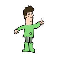 cartoon positive thinking man in rags N11