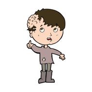 cartoon boy with growth on head N43
