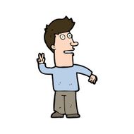 cartoon man making peace sign N11