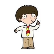 cartoon school boy with question N19