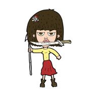 cartoon woman with knife and harpoon N11