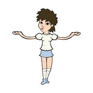 cartoon woman shrugging shoulders N522
