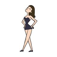 cartoon woman in party dress N10