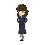 cartoon woman in trench coat N30