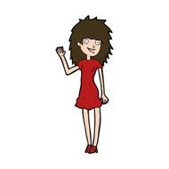 cartoon happy woman waving N11