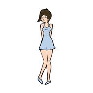 cartoon pretty woman in dress N54