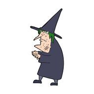 cartoon ugly old witch N11