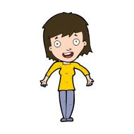 cartoon woman shrugging shoulders N523