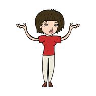 cartoon woman shrugging shoulders N526
