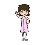 cartoon pretty woman waving N96