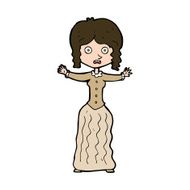 cartoon worried victorian woman N11