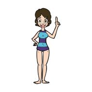 cartoon woman in striped swimsuit N11