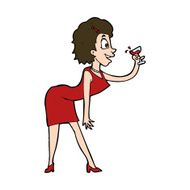 cartoon woman with drink N11
