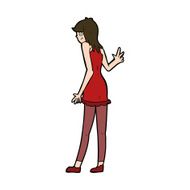 Cartoon Woman Waving N376