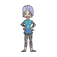 cartoon woman with heavy tattoos N11