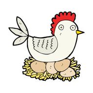 cartoon hen on eggs N10