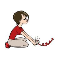 Cartoon Girl Playing Computer Games N13