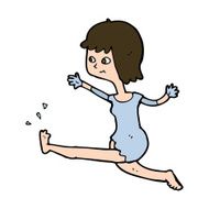 cartoon happy woman kicking N11