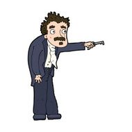 cartoon man trembling with key unlocking N11
