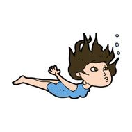 cartoon woman swimming underwater N10