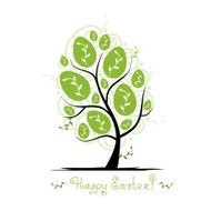 Art tree with easter eggs for your design N3