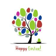 Art tree with easter eggs for your design N4