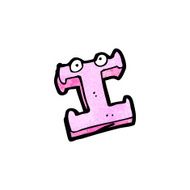 cartoon letter i with eyes N3