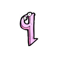 cartoon letter q with eyes N3
