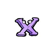 cartoon letter x with eyes N3