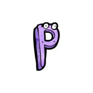 cartoon letter p with eyes N3