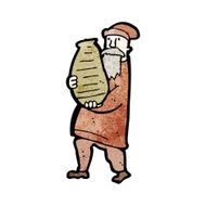cartoon man carrying clay pot N2