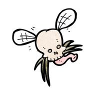cartoon skull fly