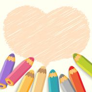 Heart speech bubble with pencils Light background N2