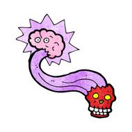 cartoon skull with brain ghost N2
