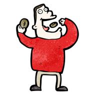 Cartoon Greedy Man Eating Junk Food N4