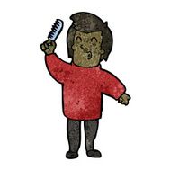 cartoon man combing hair N11