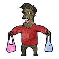 cartoon man carrying handbags N2