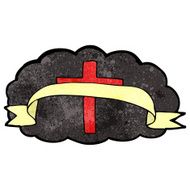 cartoon christian cross on cloud N2