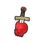 skull and sword cartoon tattoo N4