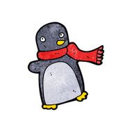 cartoon penguin wearing scarf N9